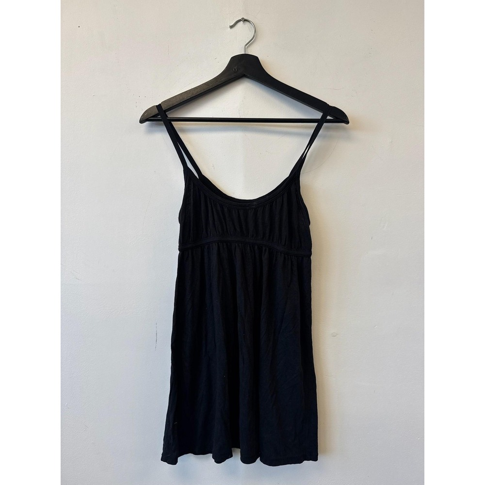 Lucky Tees Dress Womens XS Black Babydoll Spaghetti Strap Modal‎ Tank Casual Y2K